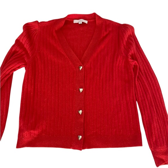 New Heart Button Puff Sleeve V-Neck Cardigan New no tag size L - Picture 4 of 8